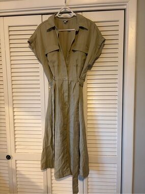 a new day Olive Button-Front Midi Shirt Dress with Tie